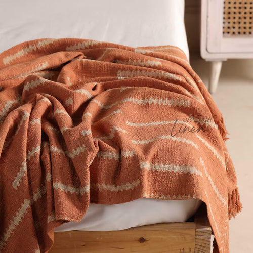 Handwoven Terracotta Throw Blanket